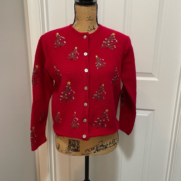 Karen Scott Wool Christmas Cardigan - Picture 2 of 13